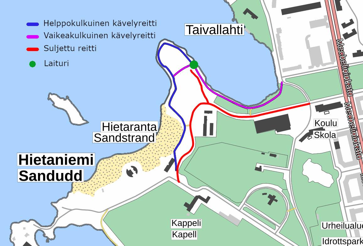 Tulo-ohje laiturille Taivallahdessa